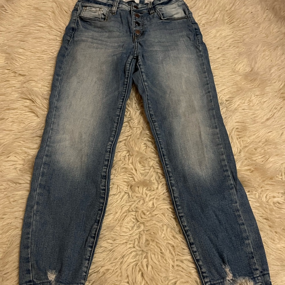 Light blue KanCan jeans with ripped ankles
